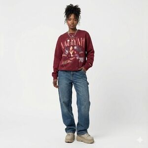 Aaliyah memorial graphic crewneck sweatshirt burgundy medium